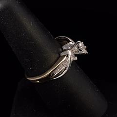 14K YELLOW GOLD MARQUISE & BAGUETTE CUT DIAMOND RING .42cttw SIZE 7